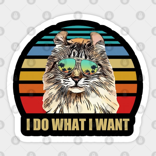 American Curl Cat I do what I want Funny Cat Lover Sticker by TheBeardComic